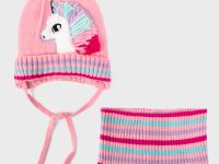 Комплект детский трикотажный для девочек: шапка, снуд