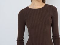 Джемпер в рубчик, Коричневый