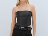 Топ-корсет из искусственной кожи, Черный