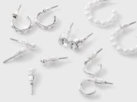 Серебристые серьги-пусеты 6 пар Глория Джинс