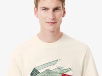 Мужская Футболка Lacoste из плотного хлопка с рисунком крокодила