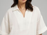 Свободная блузка изо льна и вискозы