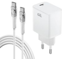 Зарядное устройство Gal UC-5619 USB-C с кабелем USB-C 20 Вт Белое