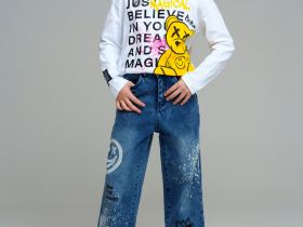 Фуфайка трикотажная для девочек (футболка с длинными рукавами)