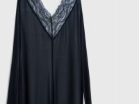 Шифоновое платье А-силуэта с кружевом, Черный