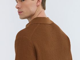 Поло из текстурной ткани, Желтый