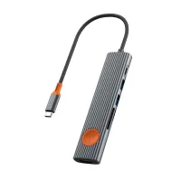 Адаптер WIWU Travel 7 в 1 Type-C на USB 3.0х2/PD 100W/SD 480 Мбит/с/TF 480 Мбит/с/HDMI 4K (WI-HB007) (Grey)