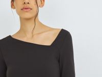 Лонгслив с асимметричным вырезом, Коричневый