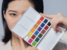 Набор акварели HIMI 18 цветов, подарочный, желтый