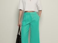 Укороченные брюки из конопляной ткани с хлопком