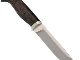 Шкуросъёмный нож Финка, сталь N690, рукоять карельская береза