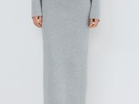 Вязаная юбка миди, Серый