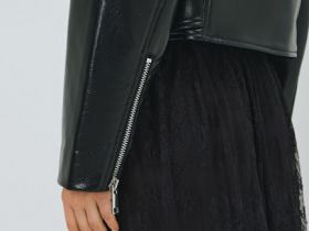 Короткая косуха из искусственной кожи, Черный