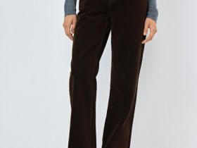 Прямые джинсы с бархатным напылением, Коричневый