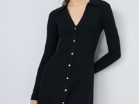 Вязаное платье мини, Черный