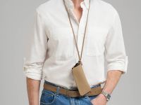 Рубашка изо льна и хлопка полуприлегающего кроя