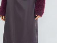 Юбка А-силуэта из искусственной кожи, Фиолетовый