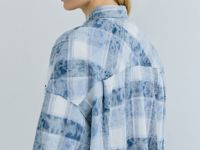 Рубашка в клетку из фланели, Голубой