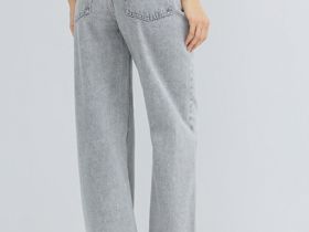 Широкие джинсы с высокой посадкой, Серый