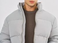 Утеплённая куртка с воротником-стойкой, Серый