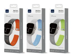 Ремешок WiWU Mag Secur для Apple Watch 44/45/46/49mm магнитная застежка/силикон (Wi-WB301) (черный/оранжевый)