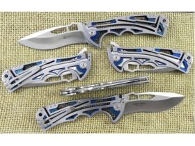 Складной нож CRKT Nirk Tighe, сталь AUS-8, рукоять нержавеющая сталь, серебристо-синий