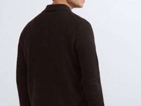 Текстурное вязаное поло, Коричневый