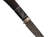 Авторский нож Сова, сталь мозаичный дамаск, подарочная шкатулка