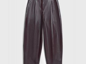 Брюки О-силуэта из искусственной кожи, Фиолетовый