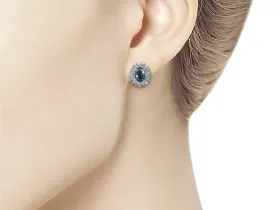 Серьги из белого золота с сапфирами и бриллиантами э4737сг04210404