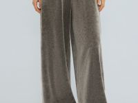 Велюровые брюки с эффектом стирки, Бежевый