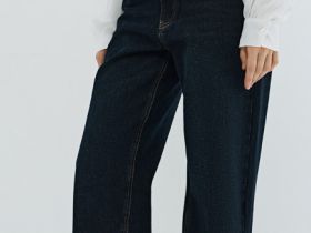 Широкие джинсы Wide leg с высокой посадкой, Синий