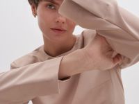 Платье мини с округлым воротником