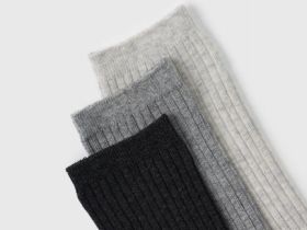 Носки в рубчик, 3 пары, Серый