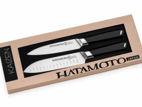 Набор из 2-х кухонных ножей Hatamoto 97/185 мм, сталь AUS-8, рукоять ABS-пластик, черный