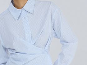 Асимметричная рубашка из хлопка, Голубой