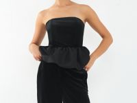 Бархатный топ с баской, Черный