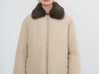 Утеплённая куртка с меховым воротником, Бежевый
