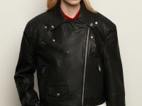 Утепленная кожаная куртка-косуха свободного кроя