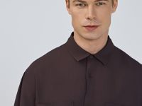 Рубашка с коротким рукавом из тенселя, Коричневый