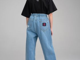 Брюки текстильные джинсовые для девочек