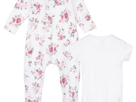 Комплект детский трикотажный для девочек: боди, комбинезон, шапочка