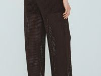 Широкие брюки из структурной ткани, Коричневый