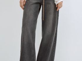 Широкие джинсы Wide leg с ремнём, Серый