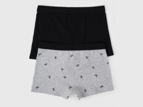 Трусы-боксеры с принтом для мальчиков, 2 шт., Серый