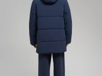 Утепленное стеганое полупальто с капюшоном