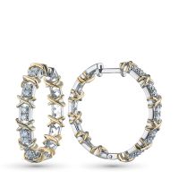 Серьги из комбинированного золота с бриллиантами э4801сг12200015