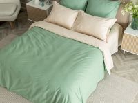 Постельное белье Smoke green & Cream