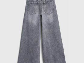 Джинсы Loose Wide с эффектом стирки для девочек, Серый