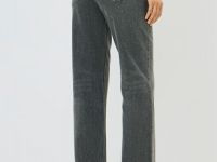 Прямые джинсы с высокой посадкой, Серый